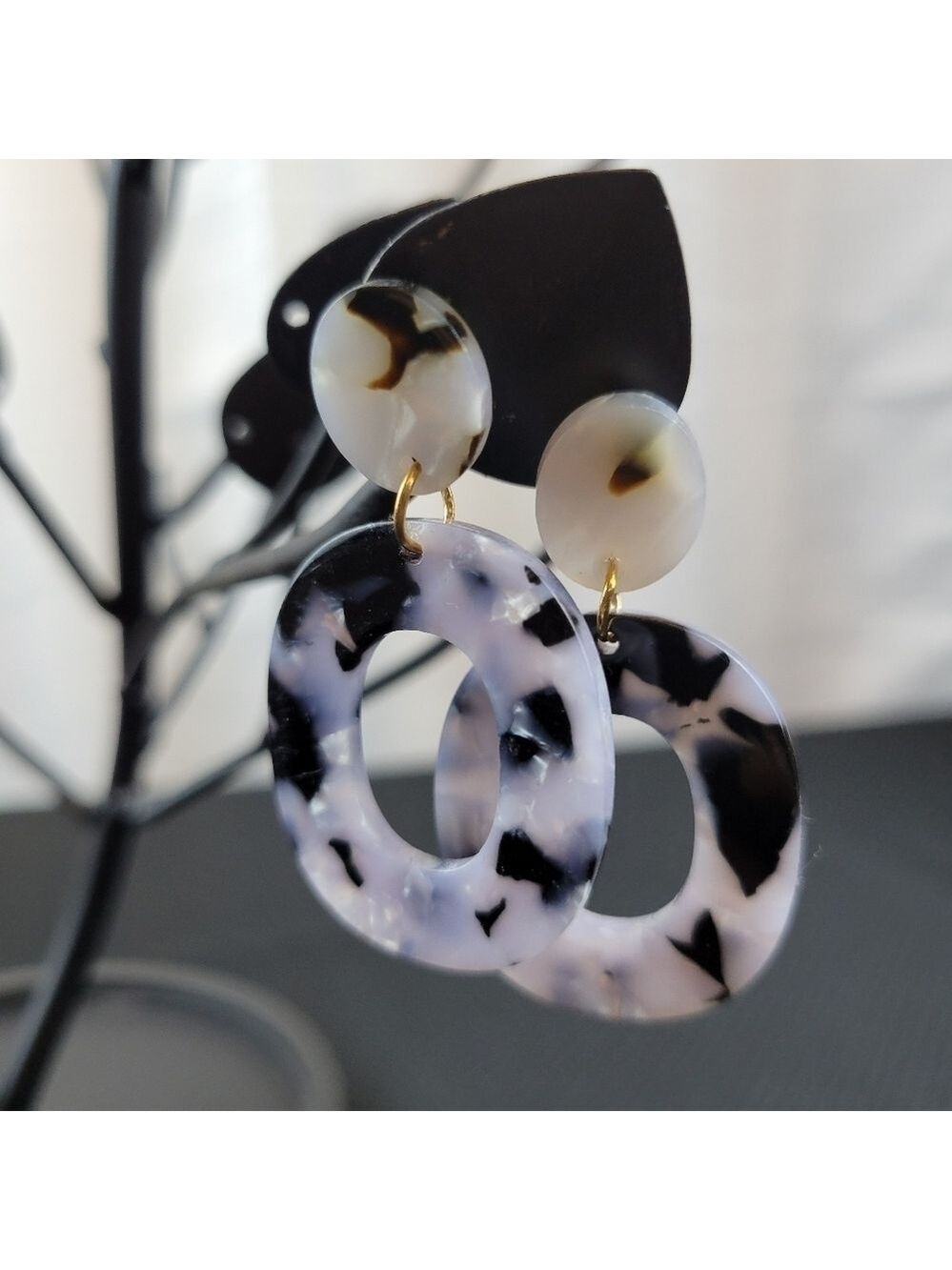Shades of Blue/Gray  Acrylic Tortoise Earrings